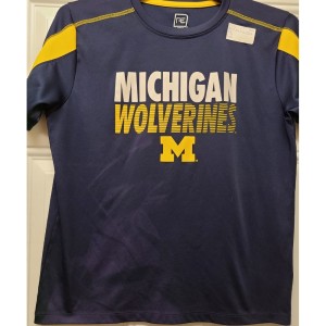 TYD-1237 : Michigan Wolverines Navy Blue with Yellow Shirt at Texas Yard Sale . com