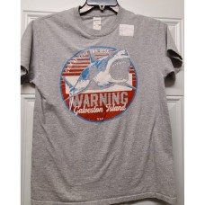Gray Shark Warning Graphic T-Shirt