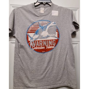TYD-1253 : Gray Shark Warning Graphic T-Shirt at Texas Yard Sale . com