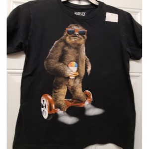 TYD-1254 : Berzy Sloth Hoverboard Graphic T-Shirt at Texas Yard Sale . com