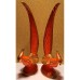 TYD-1377 : 2 Piece Set of Vintage Orange Pheasant with Gold Trim Figurine at Texas Yard Sale . com