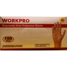 WORKPRO Disposable Vinyl Protective Gloves Size Medium 100-Pack