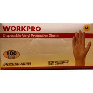TYD-1284 : WORKPRO Disposable Vinyl Protective Gloves Size Medium at Texas Yard Sale . com