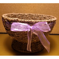 Woven Basket with Purple Bow