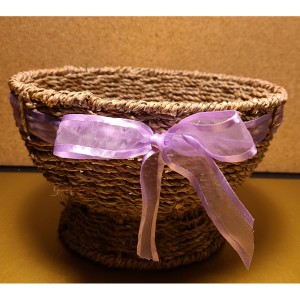 TYD-1289 : Woven Basket with Purple Bow at Texas Yard Sale . com