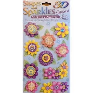 TYD-1316 : Shapes and Sparkles 3D Flower Stickers at Texas Yard Sale . com