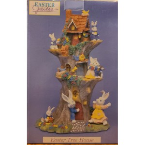 TYD-1324 : Vintage Hand Painted Easter Bunny Tree House at Texas Yard Sale . com