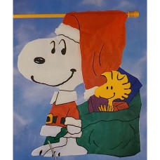 Santa Snoopy Christmas Garden Flag Collectible (Dowel Not Included)