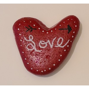 TYD-1381 : Heart Shaped painted Love Rock Art at Texas Yard Sale . com