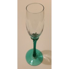 Hand Blown Champagne Green Twisted Flute By Cristal D'Arques