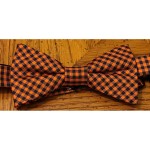 Izod Bow Tie Orange Navy Blue Gingham Check Adjustable