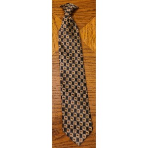 TYD-1429 : Boy's Clip On Tie Blue with Brown Geometric Shapes at Texas Yard Sale . com