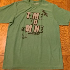 Minecraft Time To Mine Youth Green Gaming T-Shirt